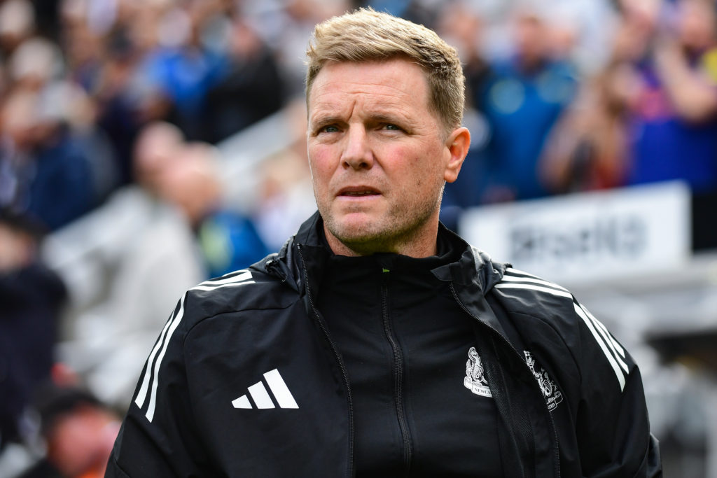 Eddie Howe looks on during Newcastle United vs Wolves in the Premier League at St James' Park.