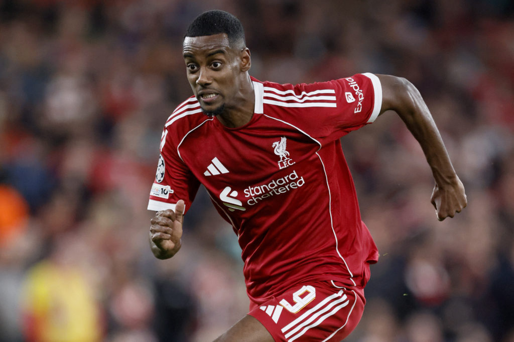 Alexander Isak playing for Liverpool against Atletico Madrid.