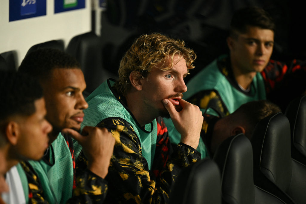 Nick Woltemade sits on the bench for Newcastle United's Champions League game against Barcelona.