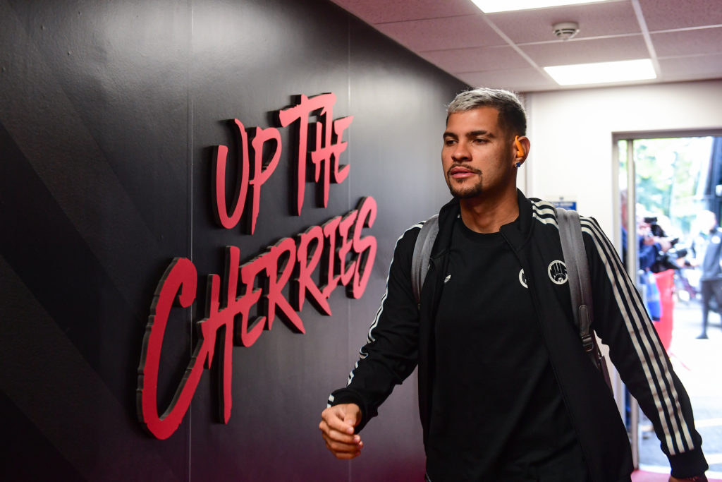 Bruno Guimaraes arrives at the Vitality Stadium for Bournemouth vs Newcastle United.