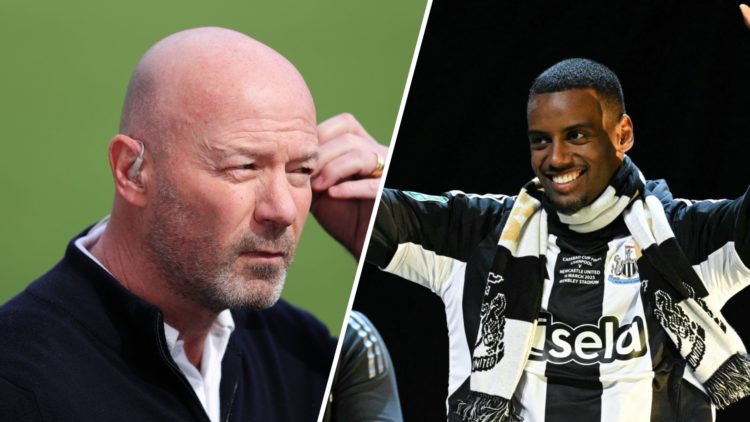 Alan Shearer doing punditry, Alexander Isak celebrates Newcastle United's Carabao Cup win.