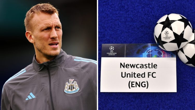 Dan Burn trains with Newcastle United, Newcastle United's ball for the Champions League draw.