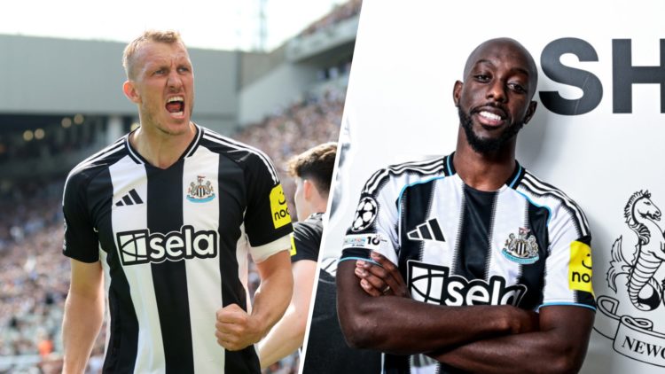 Dan Burn celebrates a Newcastle United goal, Yoane Wissa is unveiled as a Newcastle United player.