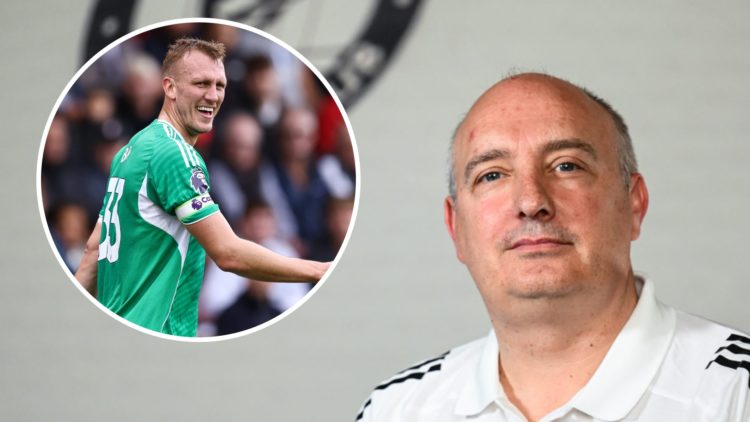 Former Newcastle United CEO Darren Eales poses for a photo. Inset, Dan Burn.