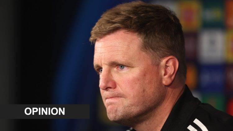 Eddie Howe speaks to the media ahead of Newcastle United vs Barcelona in the Champions League.