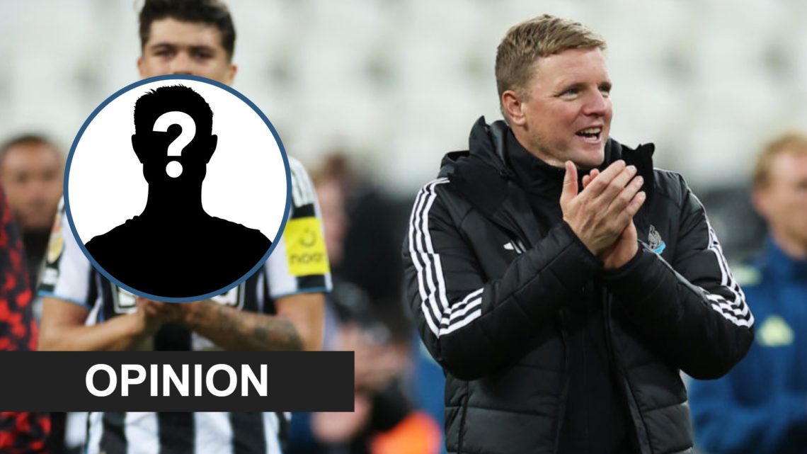 Eddie Howe claps the Newcastle United fans after beating Bradford City, mystery player.