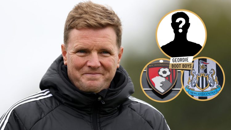 Eddie Howe takes a Newcastle United training session, Newcastle United badge, Bournemouth badge