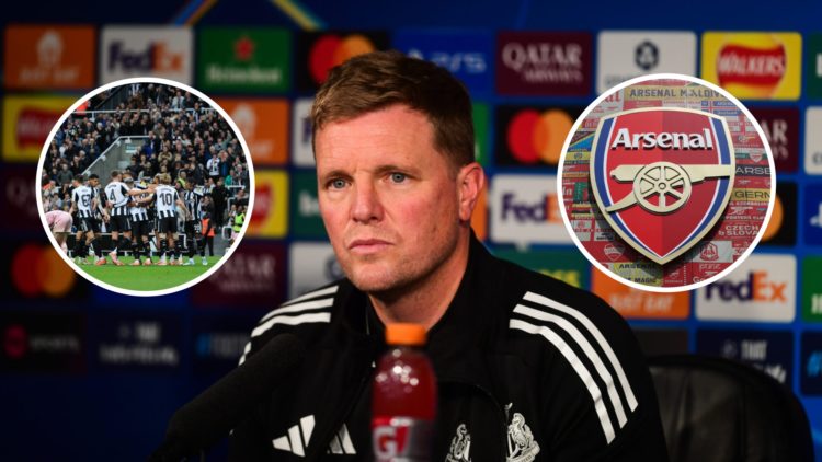 Eddie Howe addresses the media, Newcastle United players celebrate scoring against Bradford City, Arsenal badge