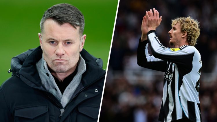 Shay Given doing punditry during a Carabao Cup game between Newcastle United and Arsenal. Nick Woltemade applauds the fans after a Premier League g...