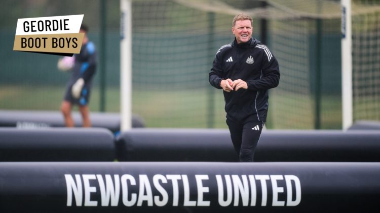 Eddie Howe is pictured during a Newcastle United training session.