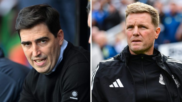 Bournemouth manager Andoni Iraola. Newcastle United manager Eddie Howe.
