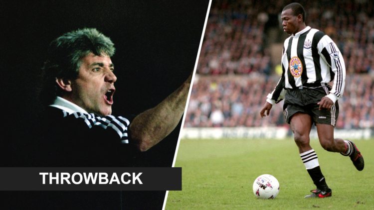 Kevin Keegan during Newcastle United's Premier League game at Blackburn Rovers. Tino Asprilla drives with the ball during a Premier League game bet...