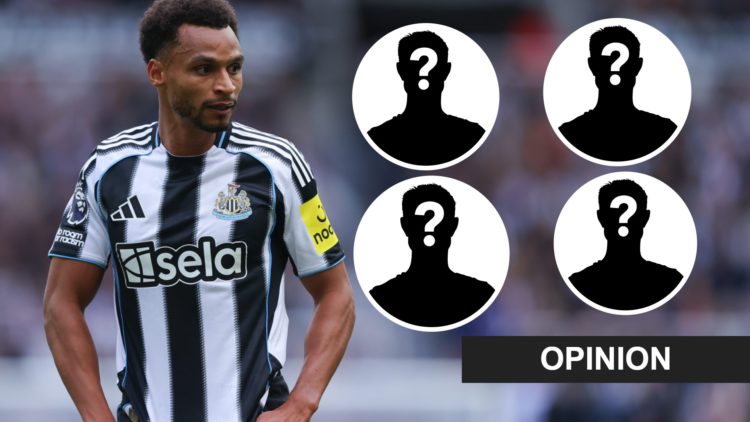 Jacob Murphy playing for Newcastle United against Wolves. Insets, mystery person graphics.