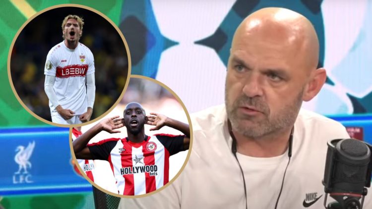 Danny Murphy speaking on TalkSport. Insets: Yoane Wissa celebrates a goal for Brentford. Nick Woltemade celebrates a goal for Stuttgart.