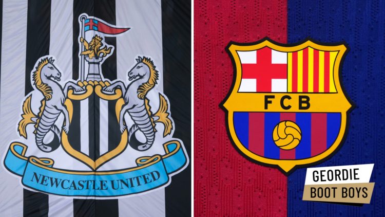 Newcastle United club badge. FC Barcelona club crest.