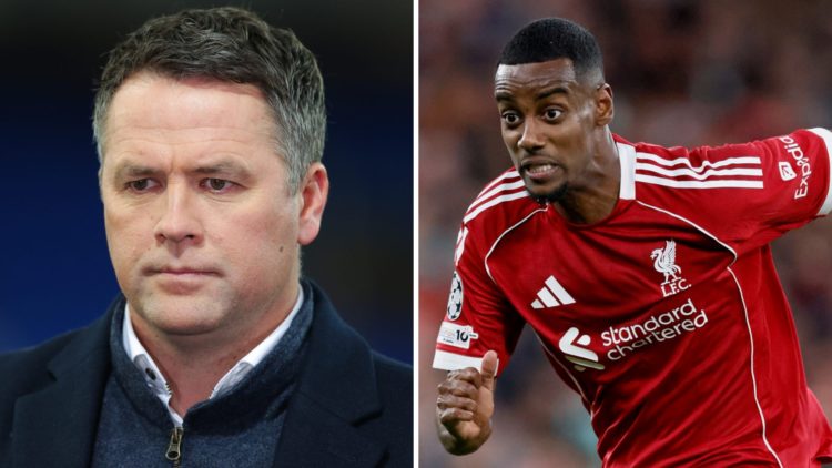 Former Newcastle United striker Michael Owen speaking as a pundit. Alexander Isak playing for Liverpool.