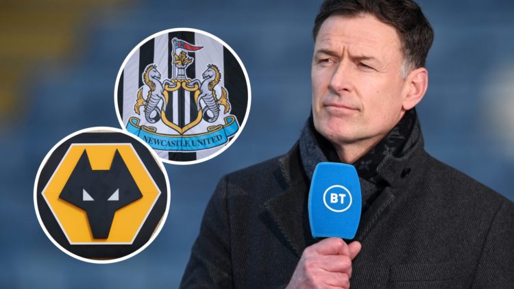 TV Pundit and Former Footballer Chris Sutton looks on ahead of the Premier League match between Leicester City and West Bromwich Albion. Inset: the...