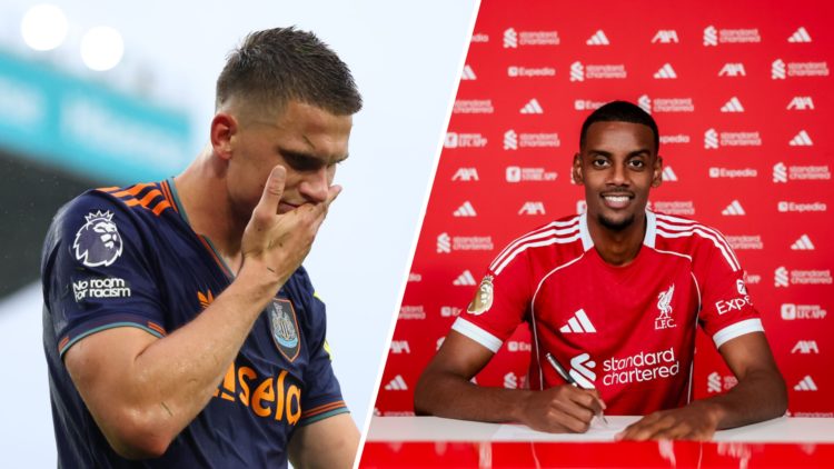 Sven Botman playing for Newcastle United, Alexander Isak signs for Liverpool.