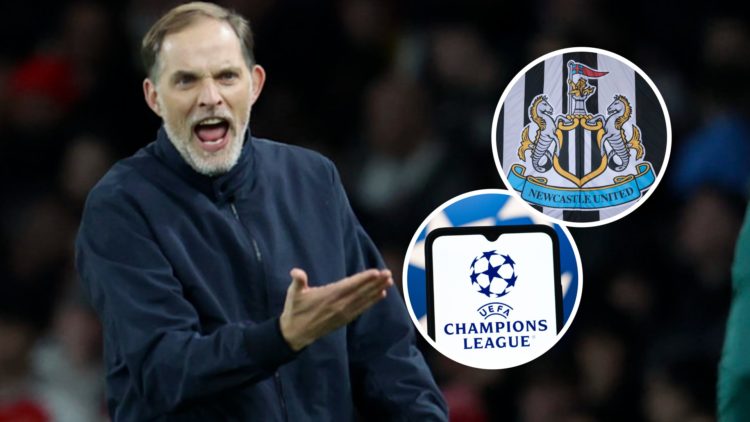 Thomas Tuchel, Head Coach of Bayern Munich on the side line complaining to the fourth official during the UEFA Champions League quarter-final first...