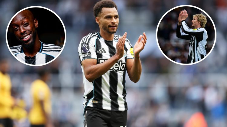 Inset 1, Yoane Wissa. Main image, Jacob Murphy after Newcastle United beat Wolves. Inset 2, Nick Woltemade.