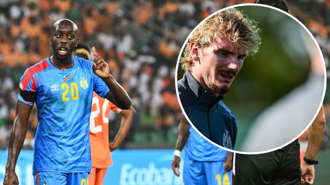 Yoane Wissa playing for DR Congo in the Africa Cup of Nations. Nick Woltemade in Newcastle United training.