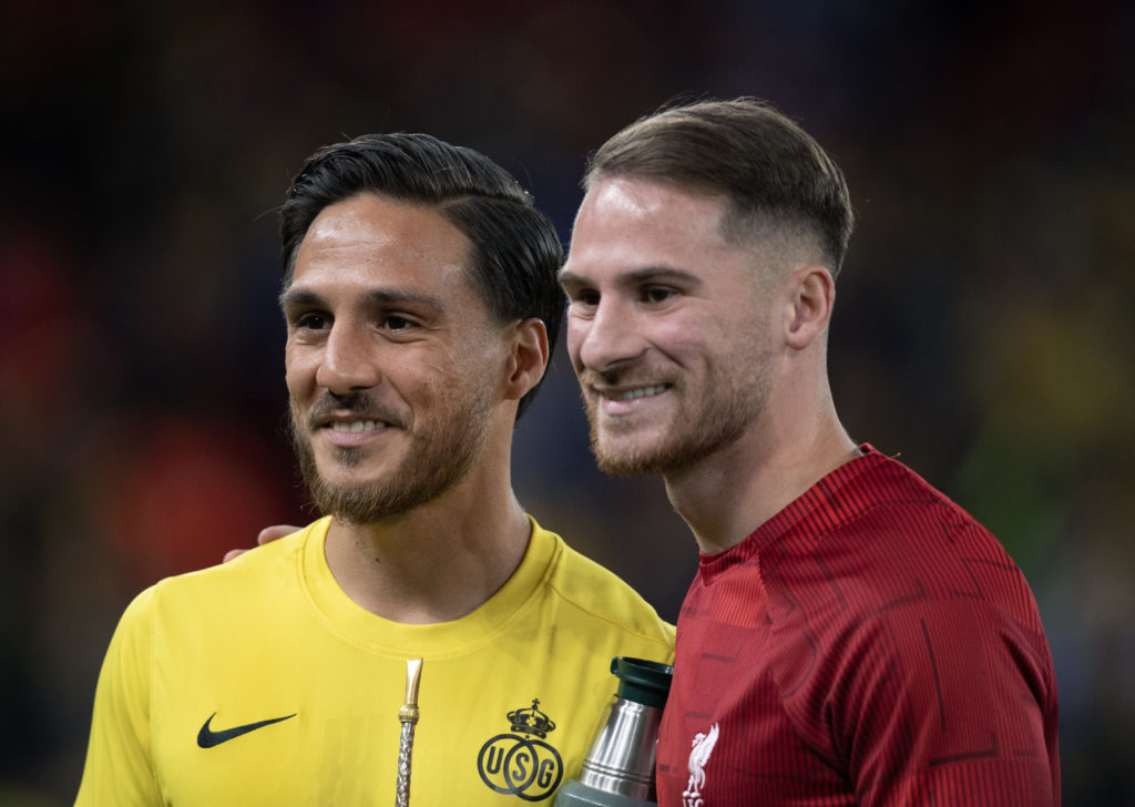 Union Saint-Gilloise defender Kevin Mac Allister and Liverpool midfielder Alexis Mac Allister.