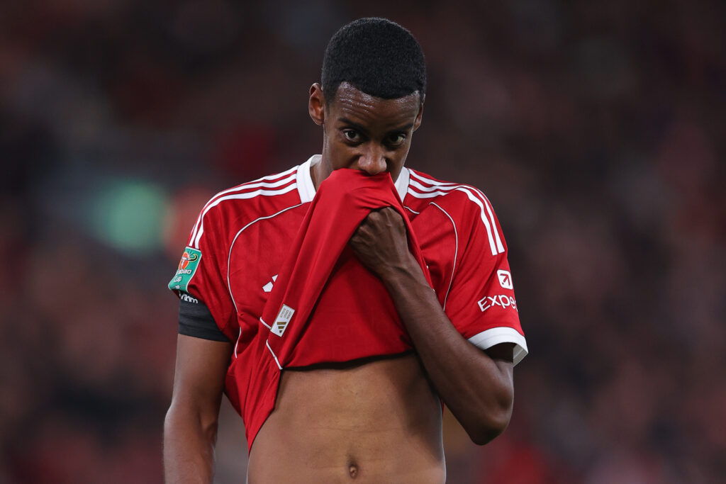Alexander Isak reacts during Liverpool's Carabao Cup game against Southampton.