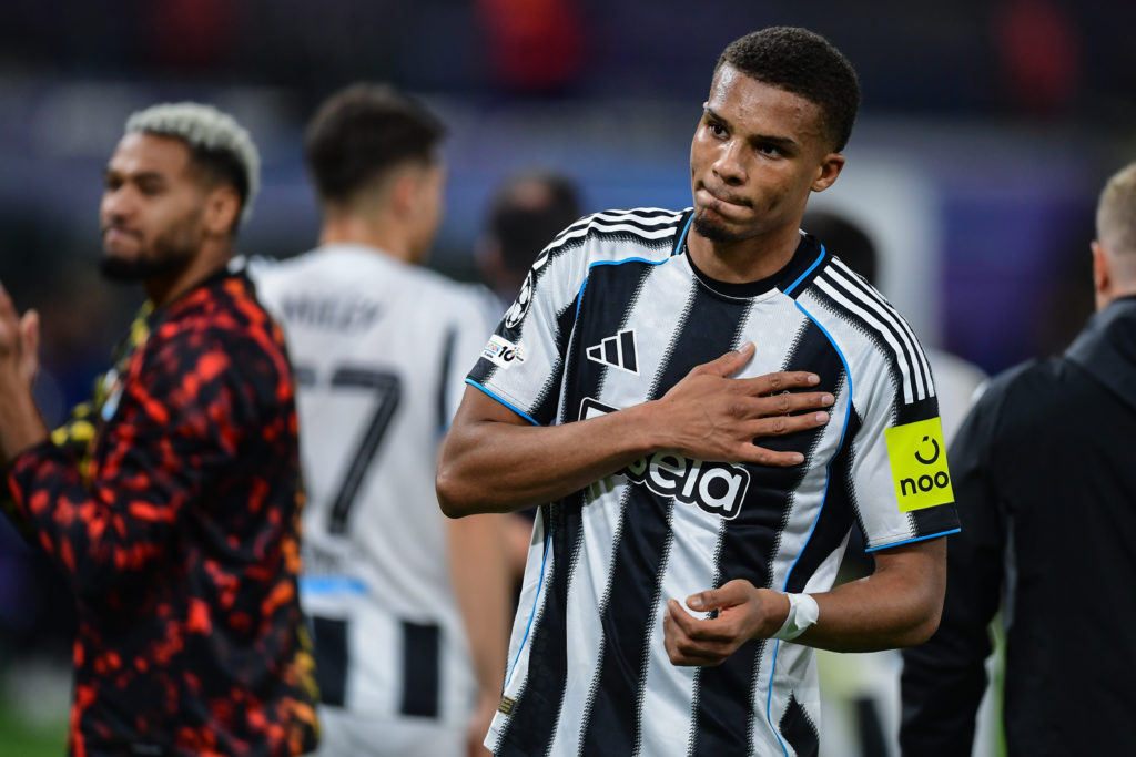 Malick Thiaw looks on after Newcastle United's win over Union Saint-Gilloise
