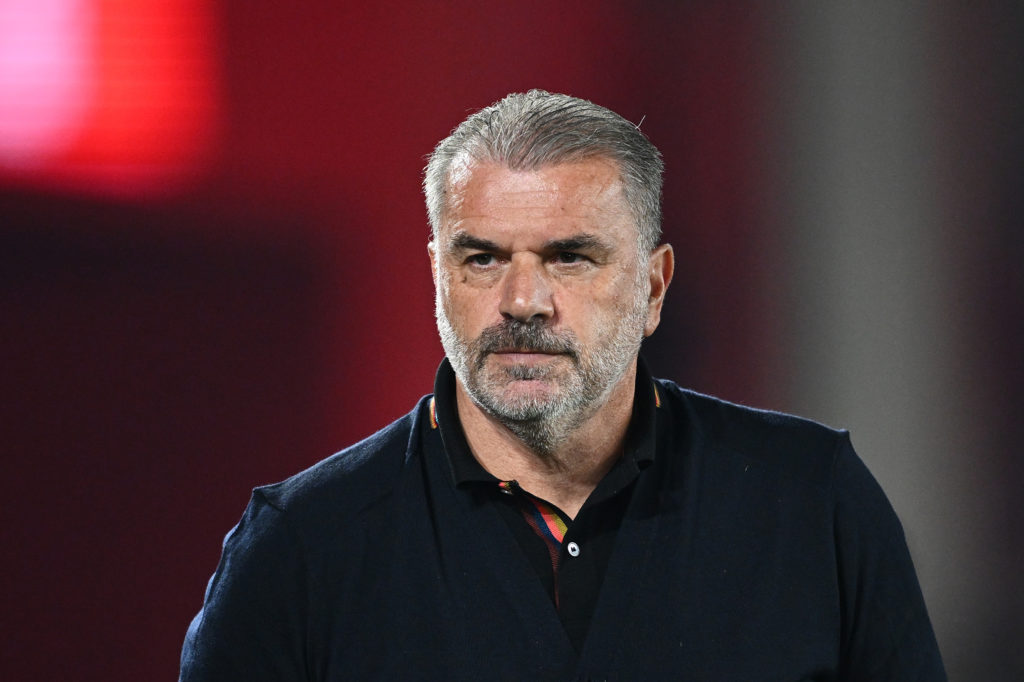 Ange Postecoglou looks on during Nottingham Forest vs FC Midtjylland in the Europa League.