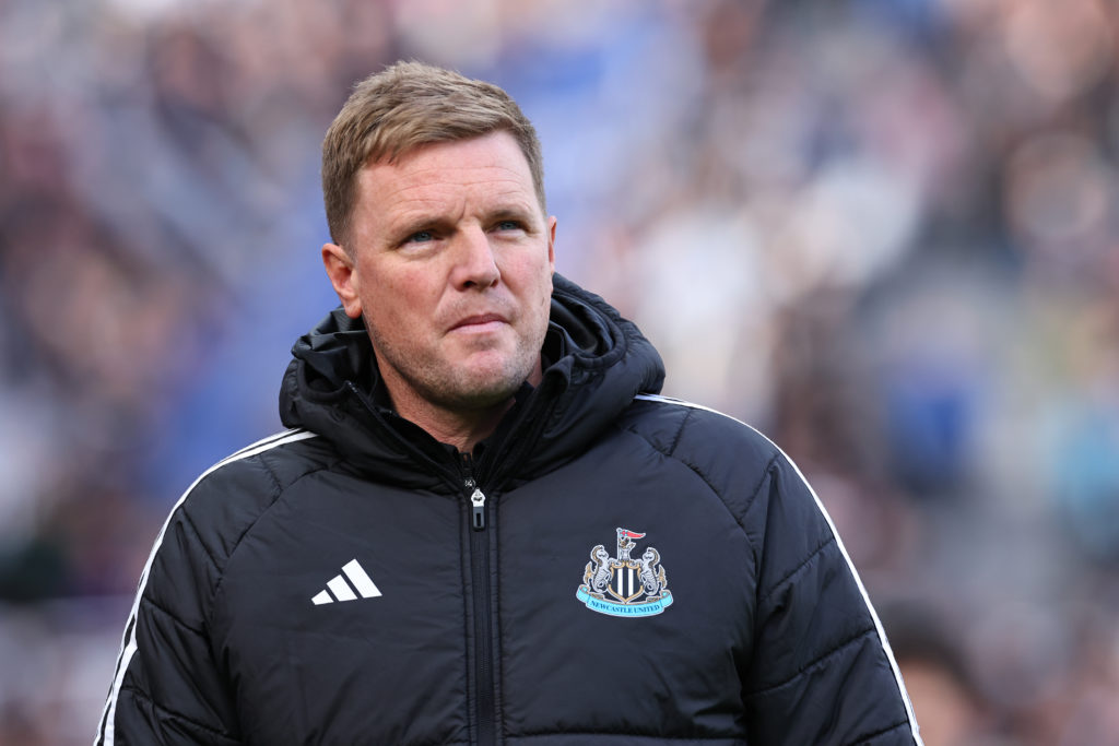 Eddie Howe looks on during Newcastle United's Premier League game against Nottingham Forest.