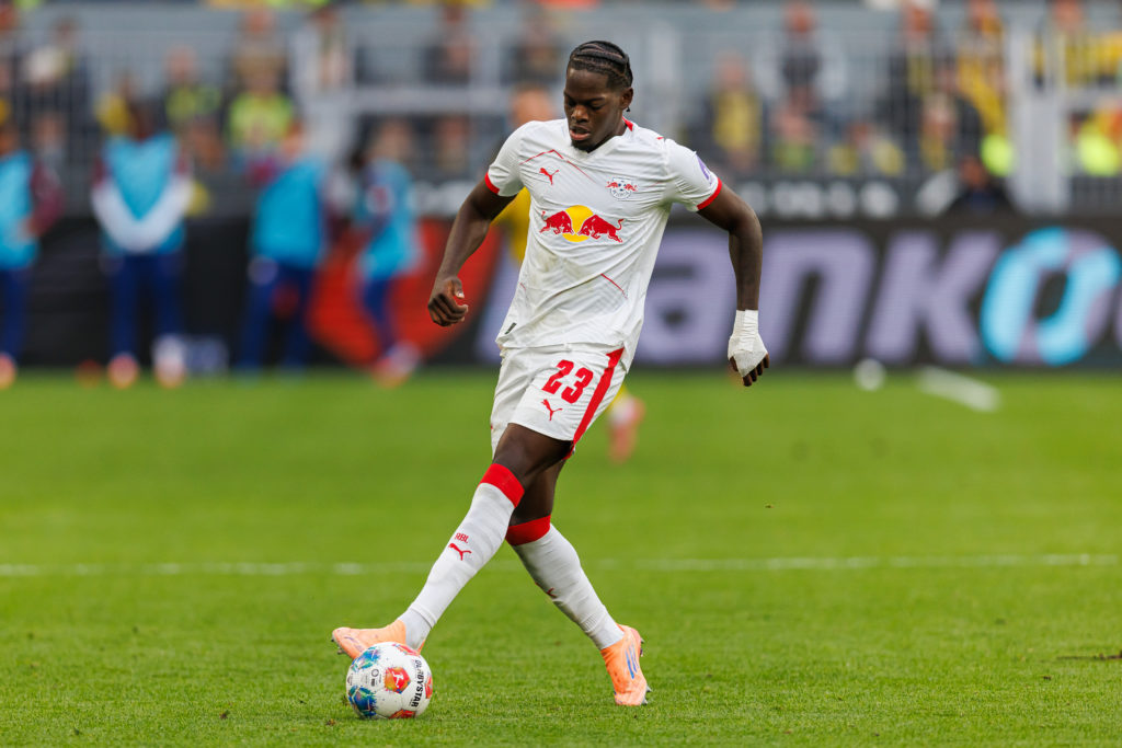 Castello Lukeba in action for RB Leipzig.