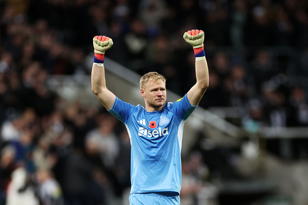 Newcastle United's Aaron Ramsdale celebrates against Tottenham Hotspur