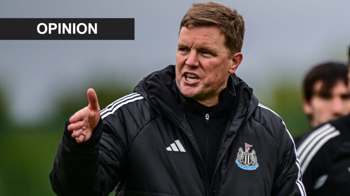 Eddie Howe is seen during a Newcastle United training session.