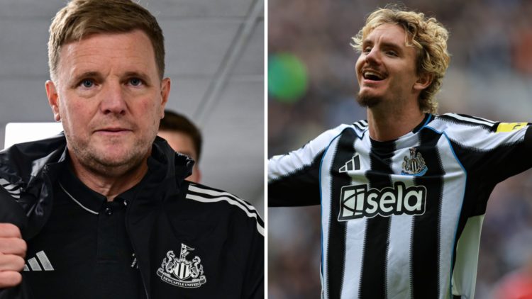 Eddie Howe after Newcastle United beat Nottingham Forest. Nick Woltemade celebrates scoring.