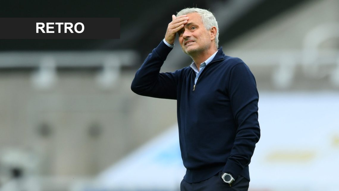 Jose Mourinho looks on ahead of a Premier League match between Newcastle United and Tottenham.