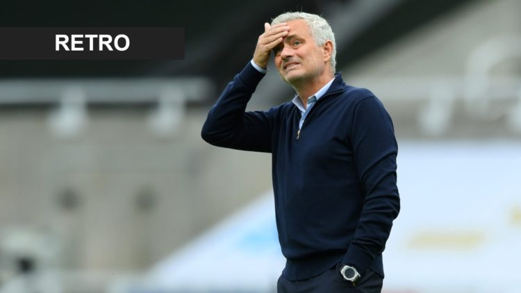 Jose Mourinho looks on ahead of a Premier League match between Newcastle United and Tottenham.