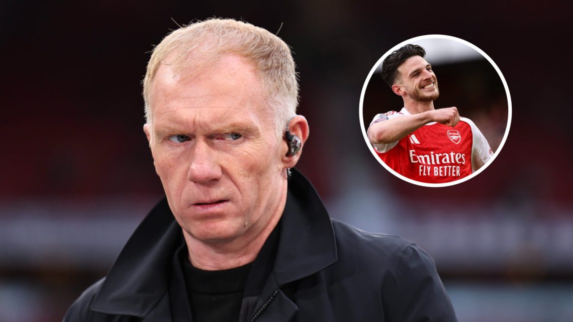 Pundit Paul Scholes looks on. Inset, Arsenal midfielder Declan Rice.