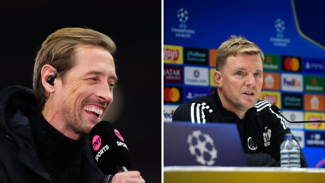 Peter Crouch doing punditry for TNT Sports, Eddie Howe addresses the media during a Champions League press conference.