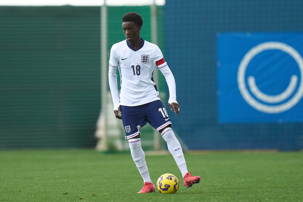 Sam Alabi playing for England U16s.
