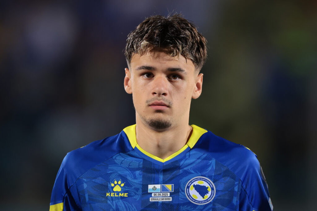 Bosnia and Herzegovina's Kerim Alajbegovic in action against San Marino.