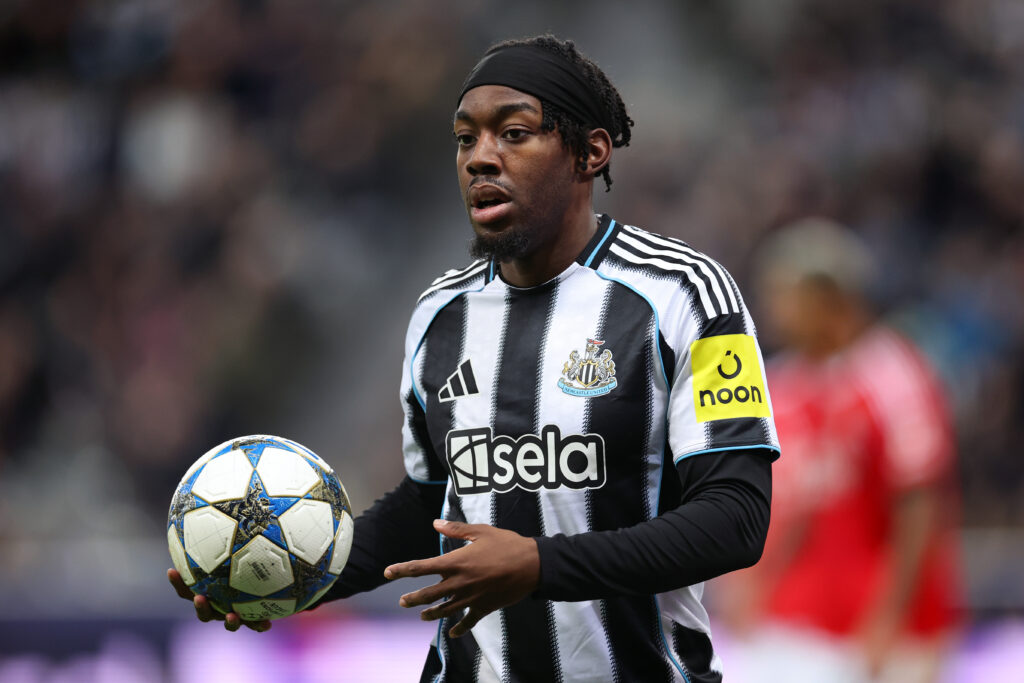 Anthony Elanga in action for Newcastle United against Benfica in the Champions League.