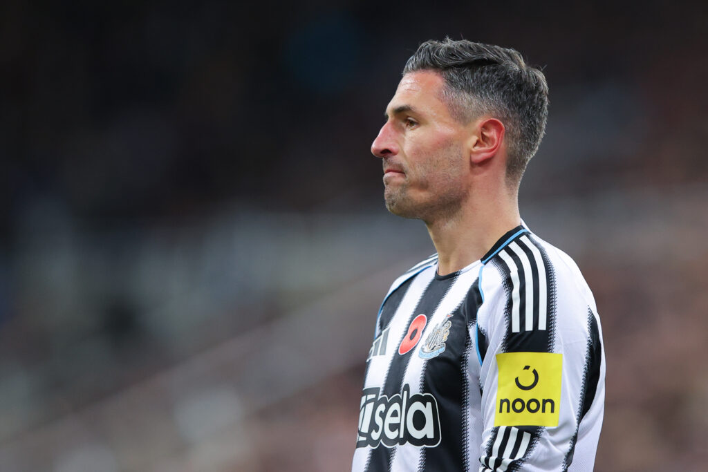 Newcastle United defender Fabian Schar in action against Tottenham Hotspur