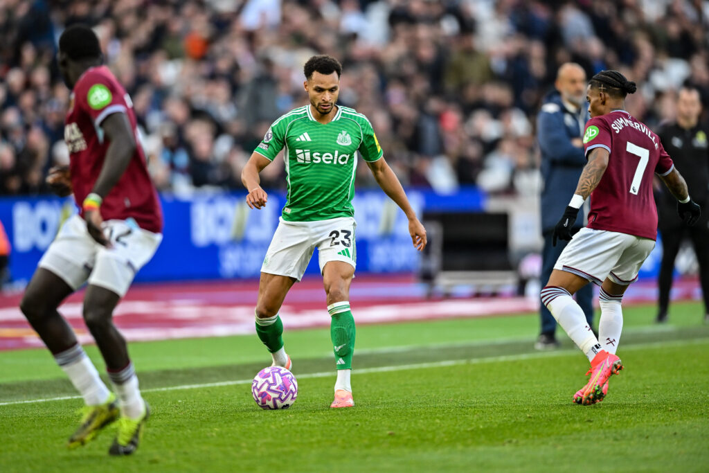 Jacob Murphy in action for Newcastle United against West Ham.