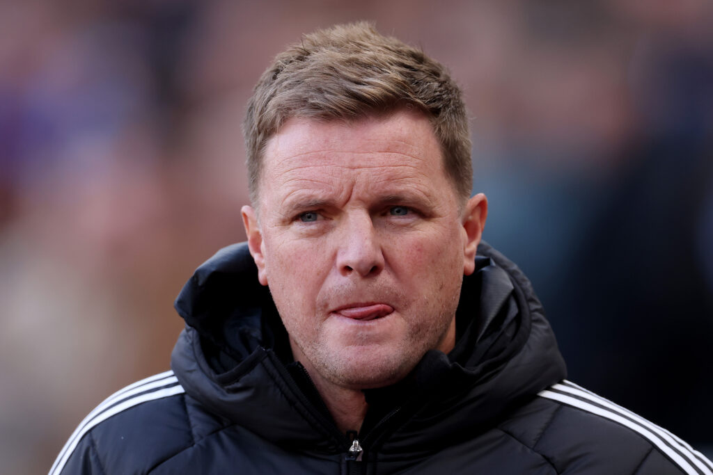 Eddie Howe looks on during Newcastle United's defeat to West Ham.