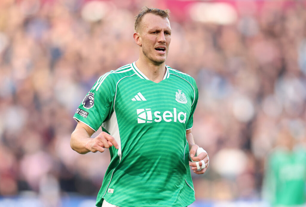 Dan Burn playing for Newcastle United against West Ham.