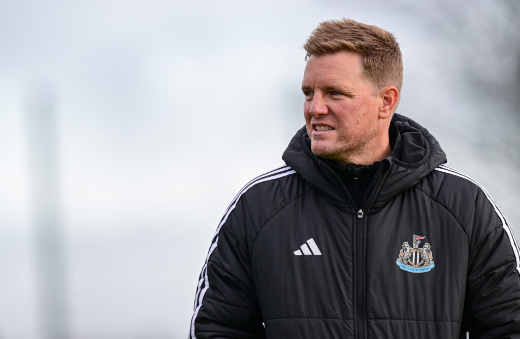 Eddie Howe looks on during a Newcastle United training session.