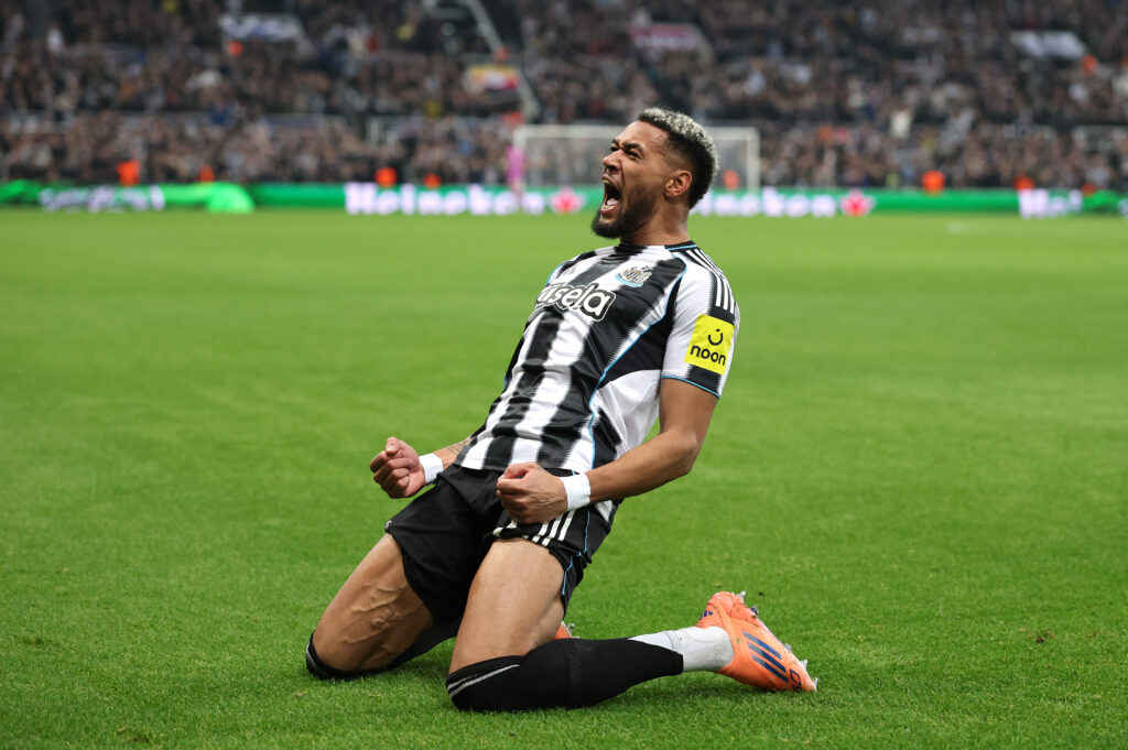 Newcastle United midfielder Joelinton celebrates against Athletic Club