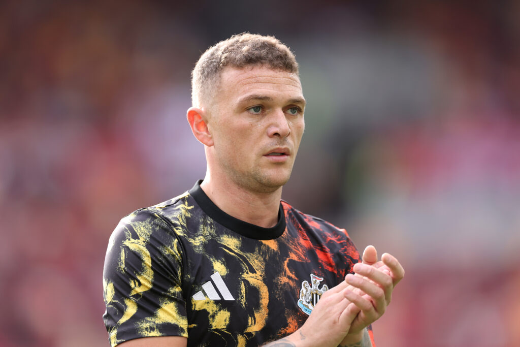 Kieran Trippier applauds the Newcastle United fans.