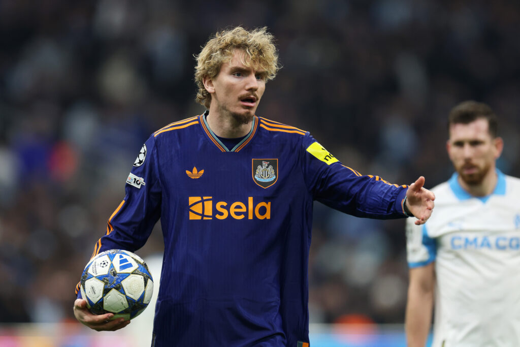 Nick Woltemade looks on during Newcastle United's Champions League game against Marseille.