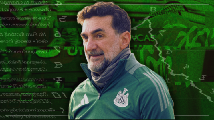 Abstract cover art featuring Newcastle United chairman and PIF governor Yasir Al-Rumayyan